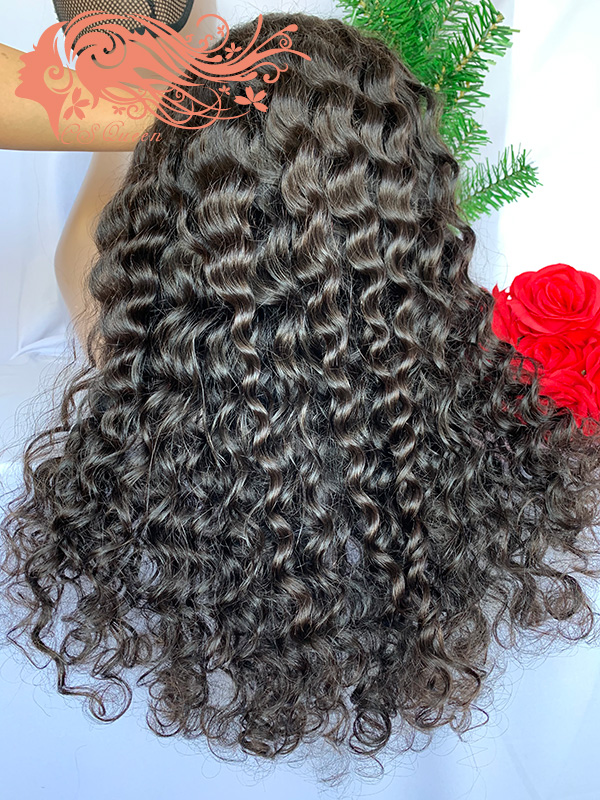 Csqueen 9A Majestic Wave 13*4 Transparent Lace Frontal Wig 100% human hair wigs 180%density - Click Image to Close